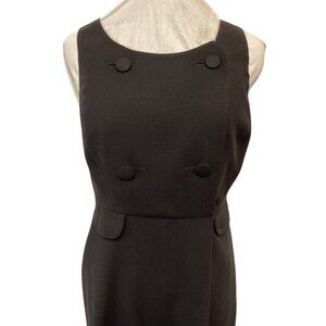 J.Crew Black Wool Shift Dress W/ 1960s Inspired Double-Breasted Details Size 6